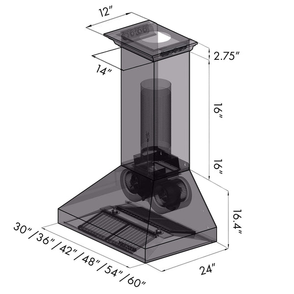 ZLINE Ducted Vent Wall Mount Range Hood in Stainless Steel with Built-in CrownSound™ Bluetooth Speakers (667CRN-BT)