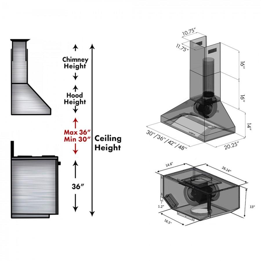 ZLINE Wall Mount Range Hood in Stainless Steel - Includes Remote Blower (597-RD/RS)