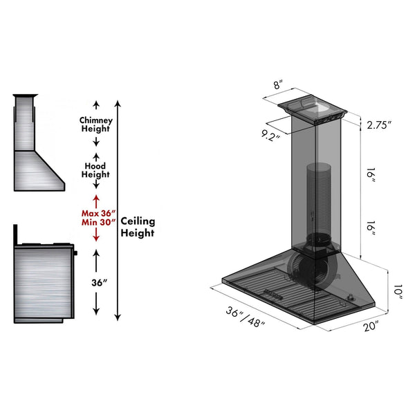 ZLINE Wall Mount Range Hood In Stainless Steel With Built-In CrownSound® Bluetooth Speakers (KL2CRN-BT)