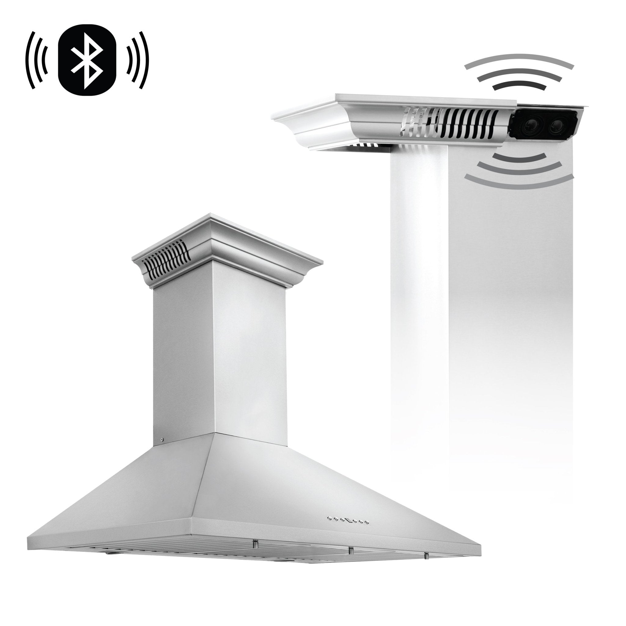 ZLINE Wall Mount Range Hood In Stainless Steel With Built-In CrownSound® Bluetooth Speakers (KL2CRN-BT)