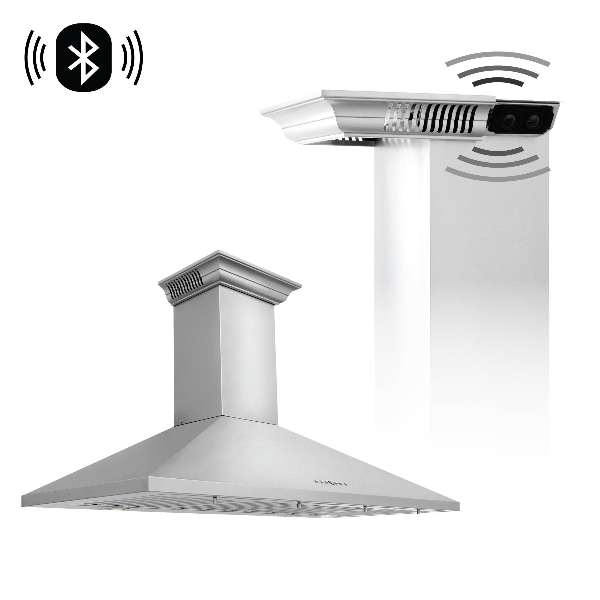 ZLINE Wall Mount Range Hood In Stainless Steel With Built-In CrownSound® Bluetooth Speakers (KL2CRN-BT)