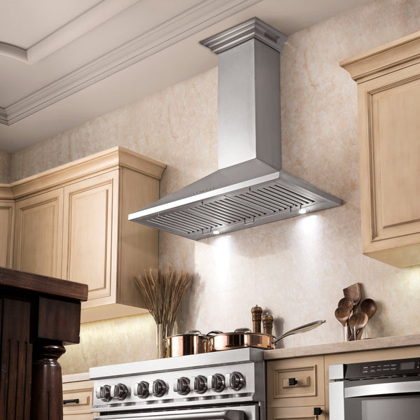 ZLINE Wall Mount Range Hood In Stainless Steel With Built-In CrownSound® Bluetooth Speakers (KL2CRN-BT)