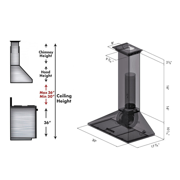 ZLINE Convertible Vent Wall Mount Range Hood in Stainless Steel with Crown Molding (KL2CRN)