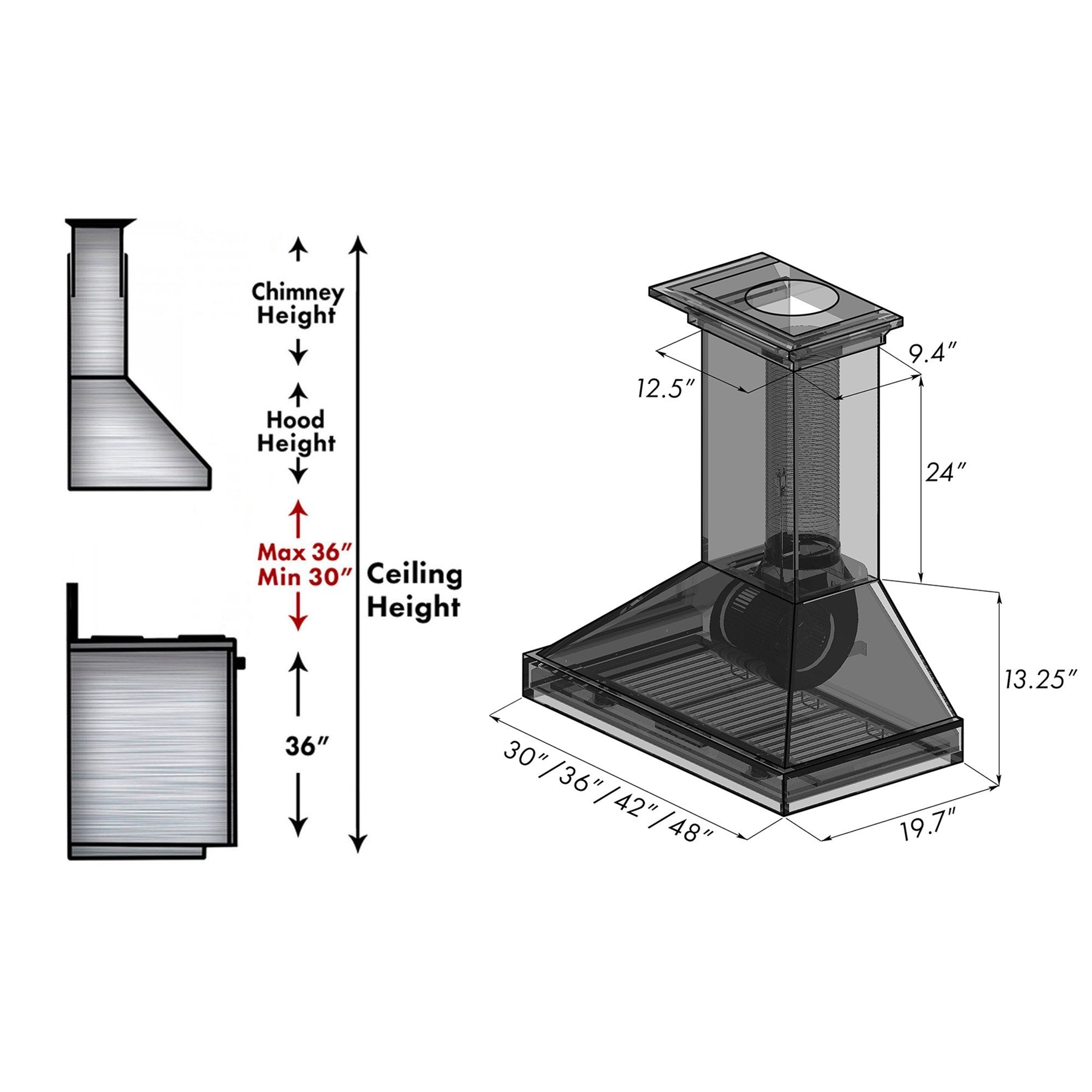 ZLINE Ducted Wooden Wall Mount Range Hood in Antigua and Walnut with Remote Motor (KBAR-RD)