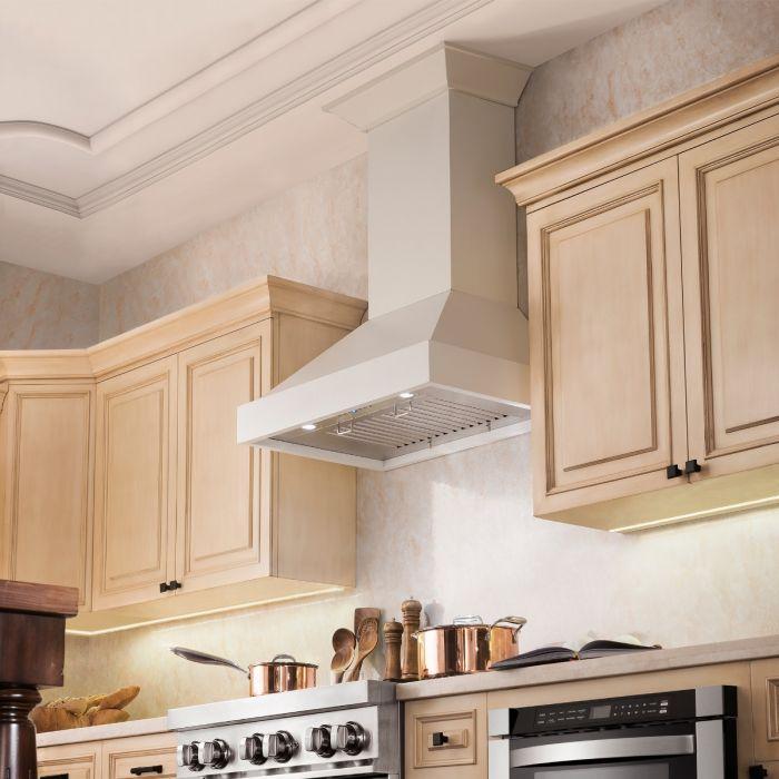 ZLINE 30" Ducted Wooden Wall Mount Range Hood in Cottage White (KBTT)