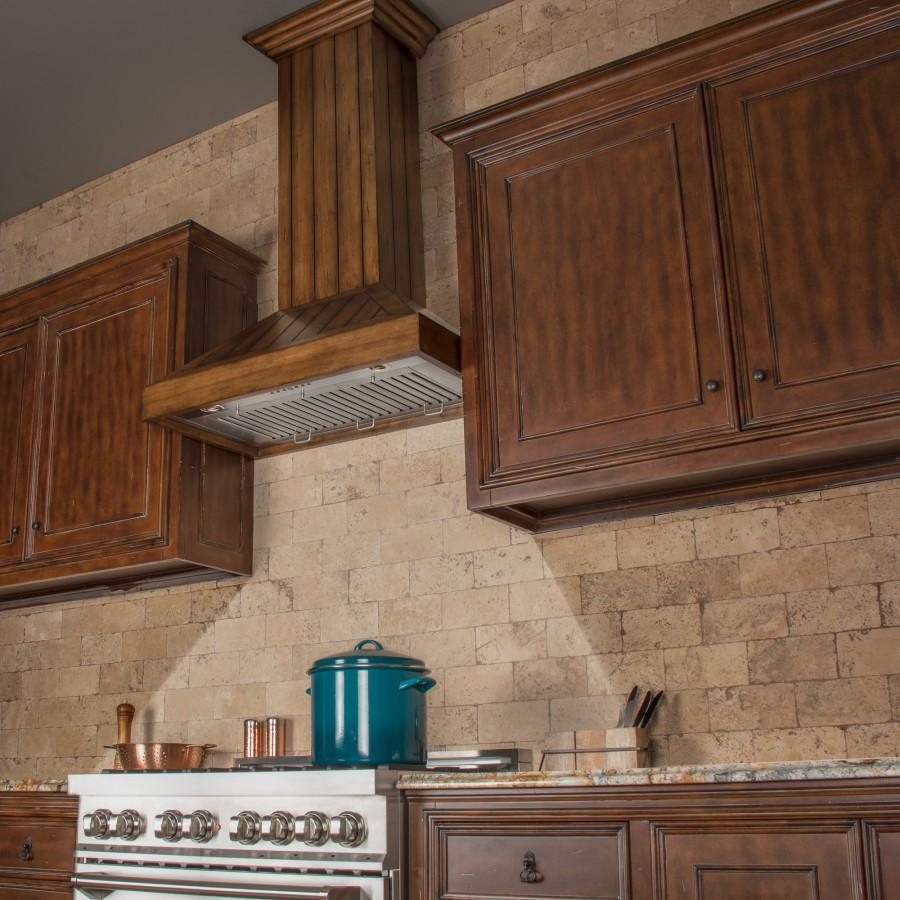 ZLINE Wooden Wall Mount Range Hood In Rustic Light Finish - Includes Motor (KPLL)